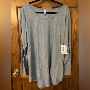 LuLaRoe Lynnae Top Long Sleeve Solid Gray T Shirt High Low Scoop Neck 3XL NWT